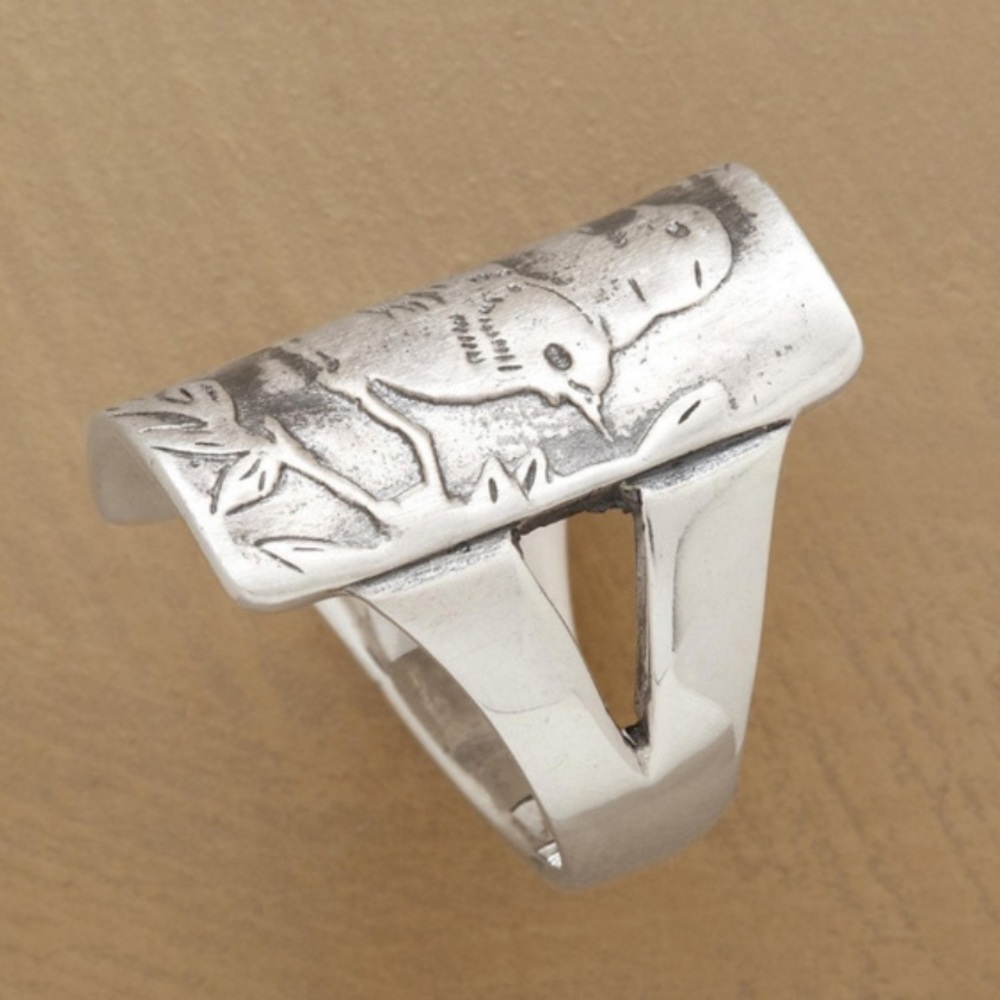 New Womans Princess Jewelry S925 Sterling Silver Handmade Vintage Love Bird Ring - Picture 5 of 13